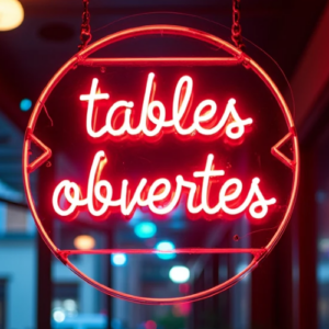 Panneau néon Tables ouvertes
