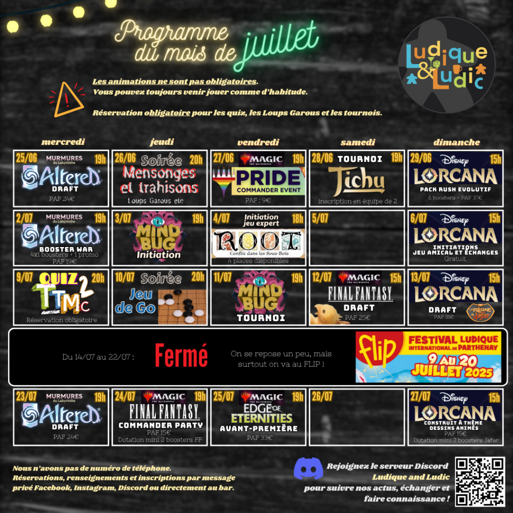 Programme Juillet 2025