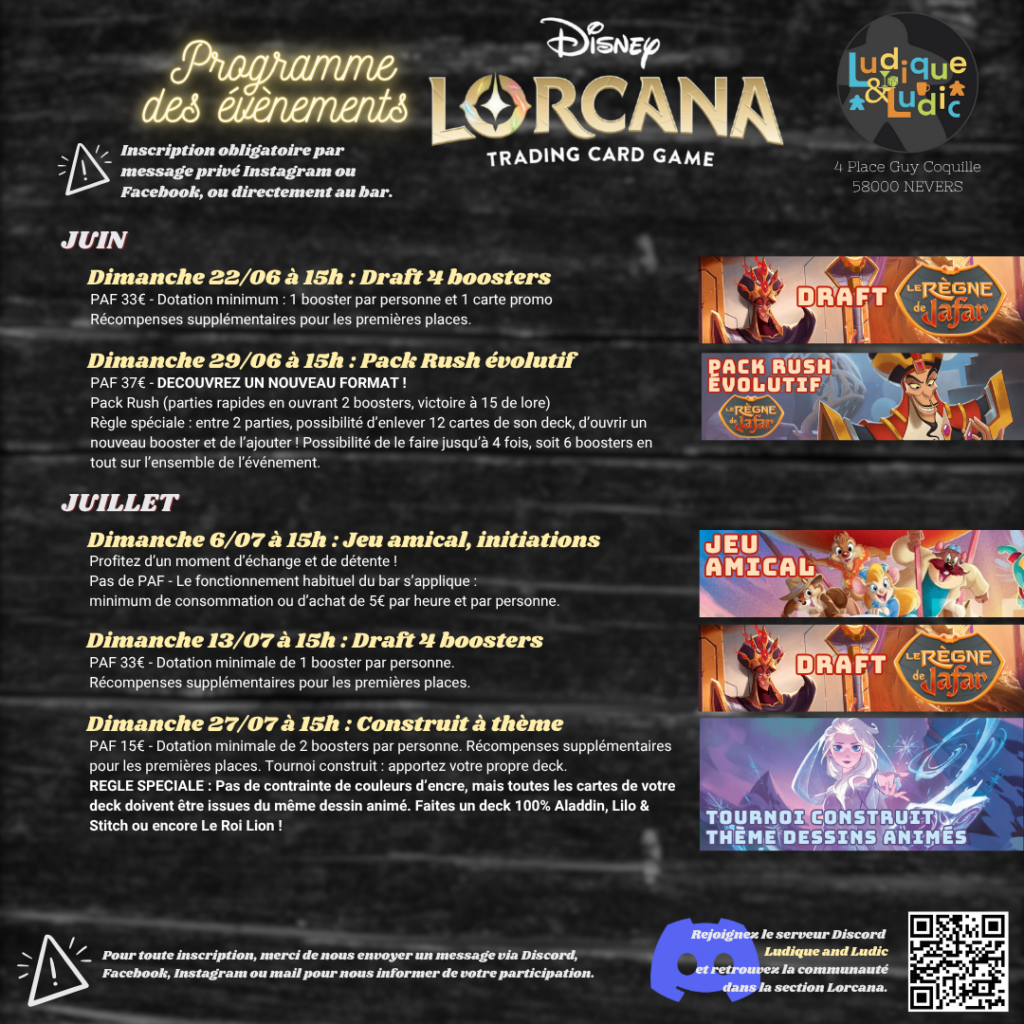 Programme Lorcana juillet 2025