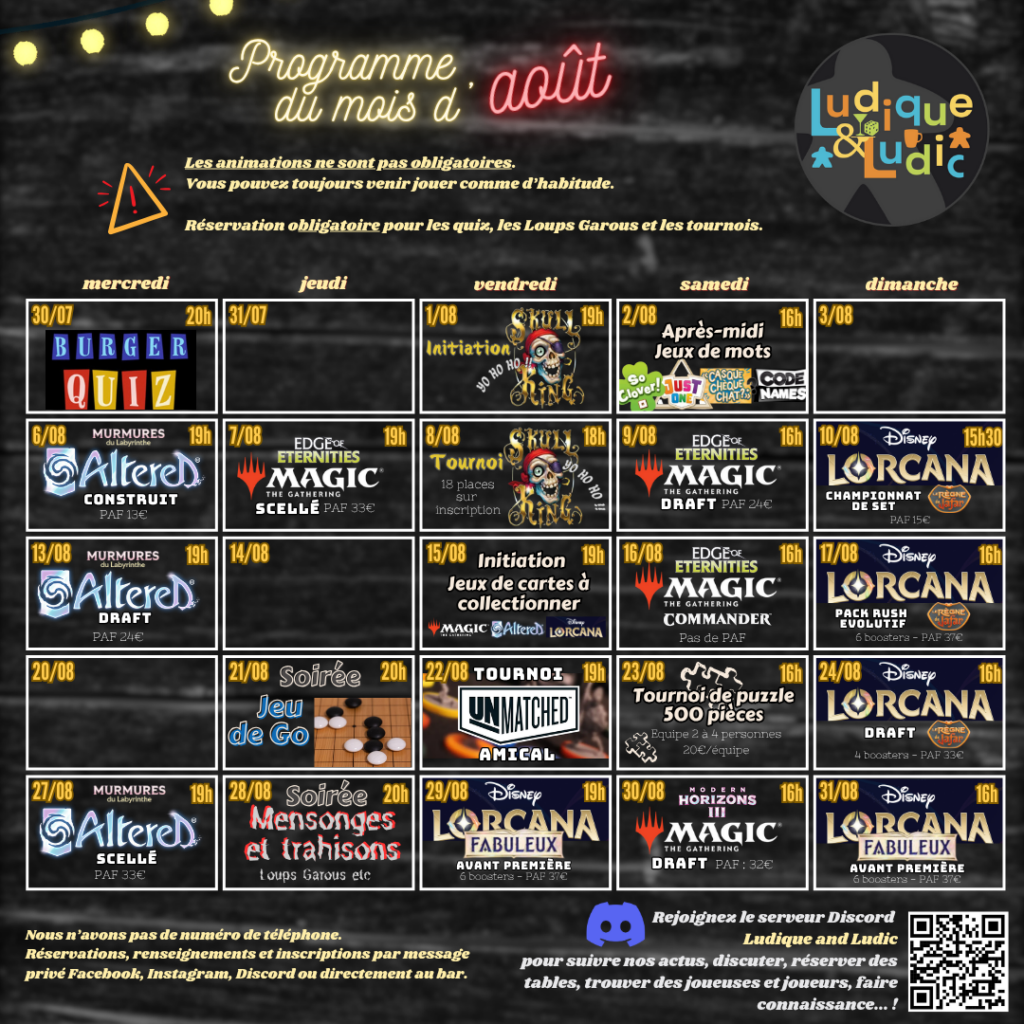 Programme Aout 2025