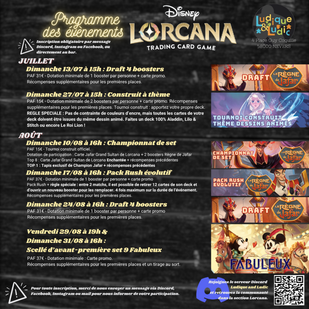 Programme Lorcana aout 2025