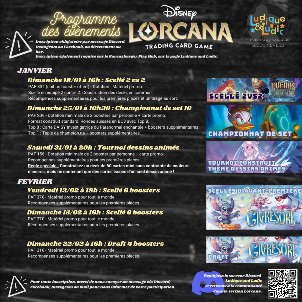 Programme Lorcana janvier 2026