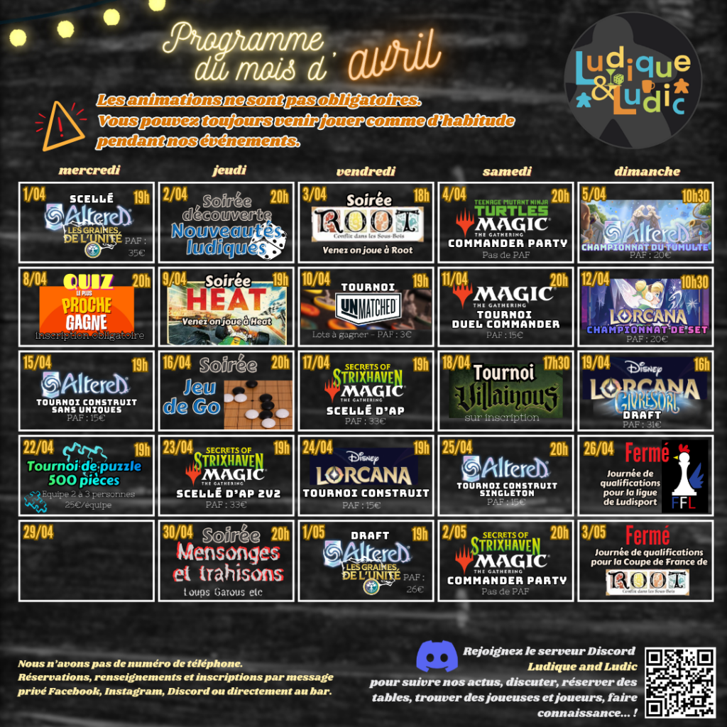 Programme Avril 2026