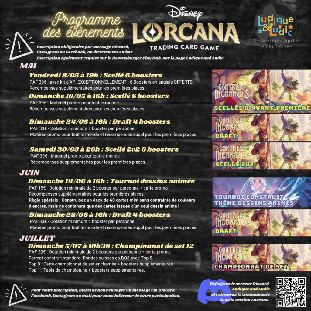 Programme Lorcana mai 2026