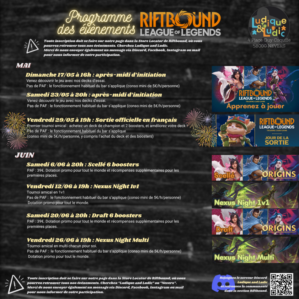 Programme Riftbound mai 2026