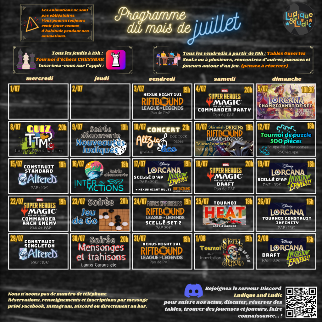 Programme Juillet 2026