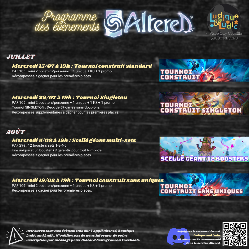 Programme Altered juillet 2026
