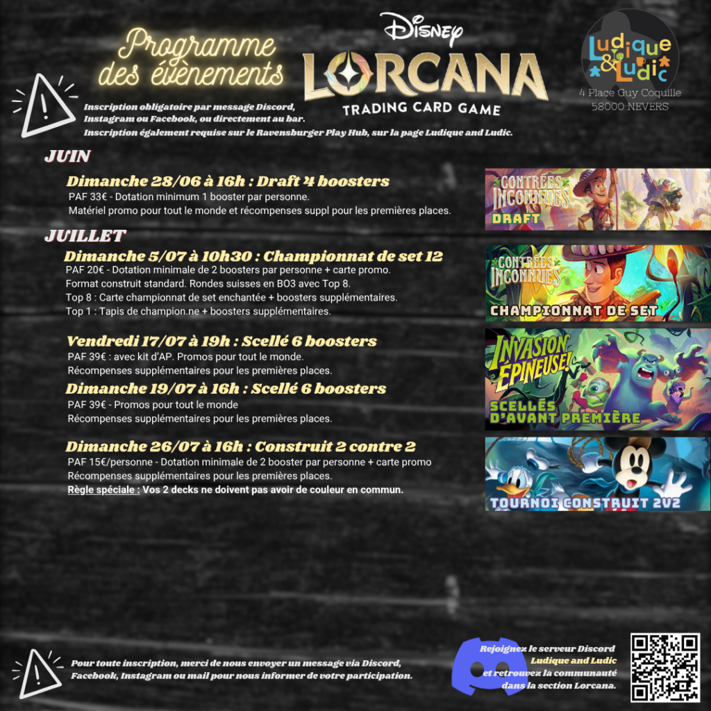 Programme Lorcana juin 2026
