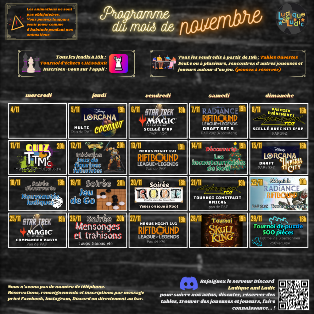 Programme Novembre 2026