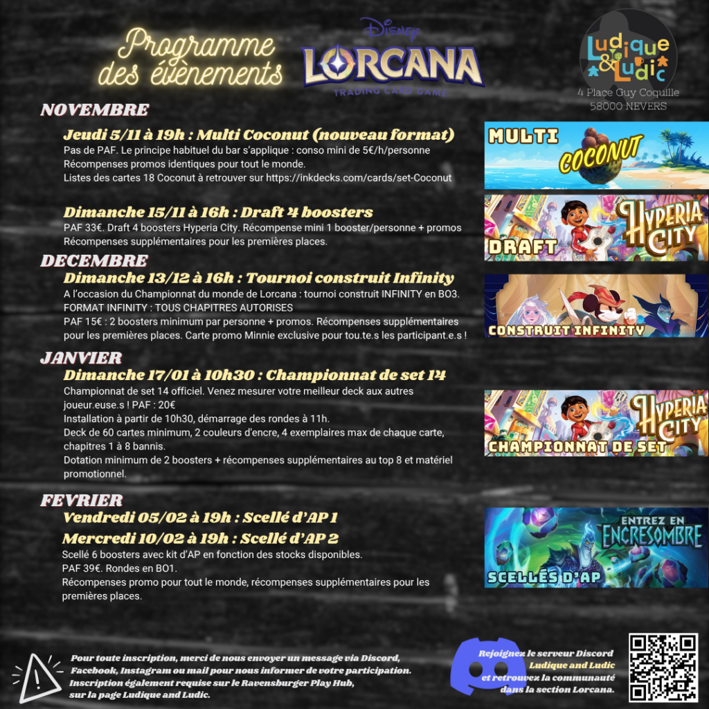 Programme Lorcana novembre 2026