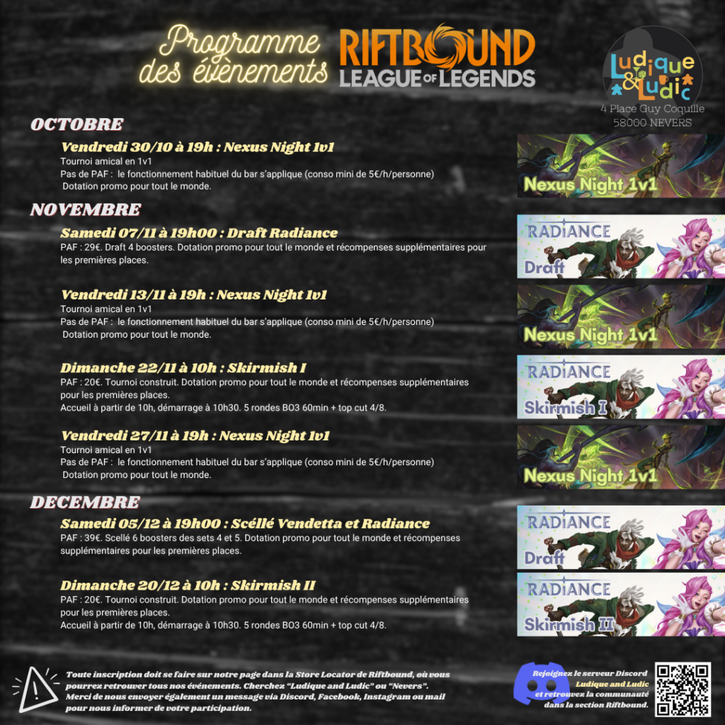 Programme Riftbound novembre 2026